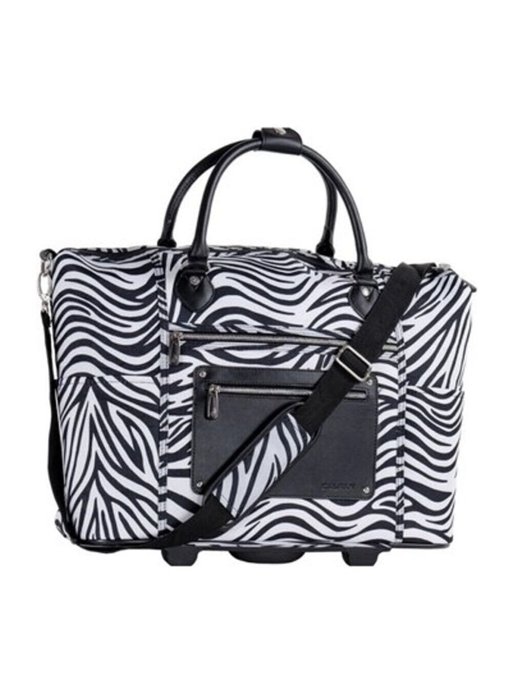 Women's CALPAK Rolling Duffel Bag Zebra Print Carry-On